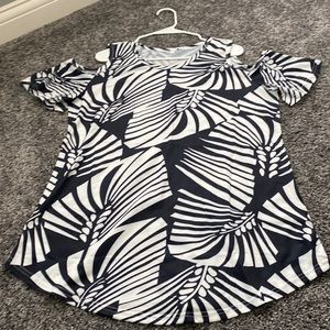 Large black and white cold shoulder top